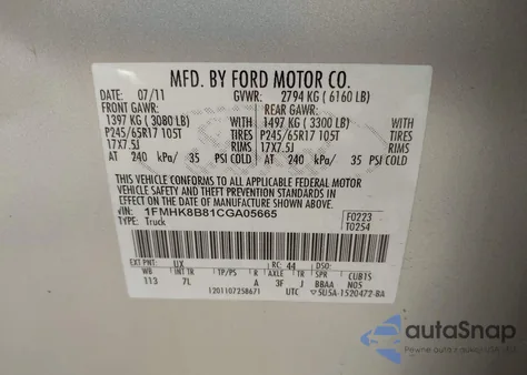 2012 Ford Explorer z USA, uszkodzony, nr VIN 1FMHK8B81CGA05665